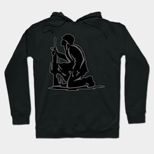 Military Serviceman Kneeling Warrior Tribute Illustration Hoodie